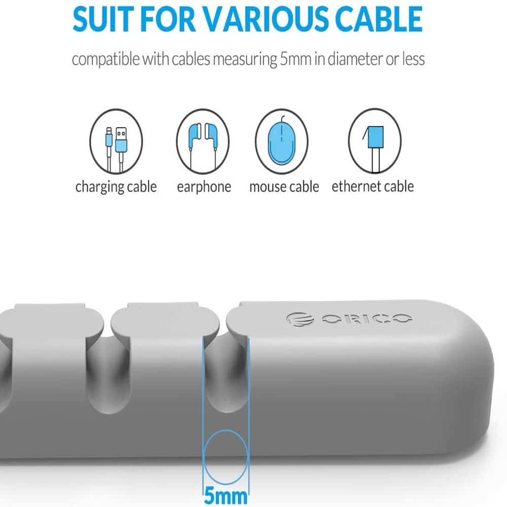 7 Slot Desktop Workspace Cable Wire Management Tray Organizer