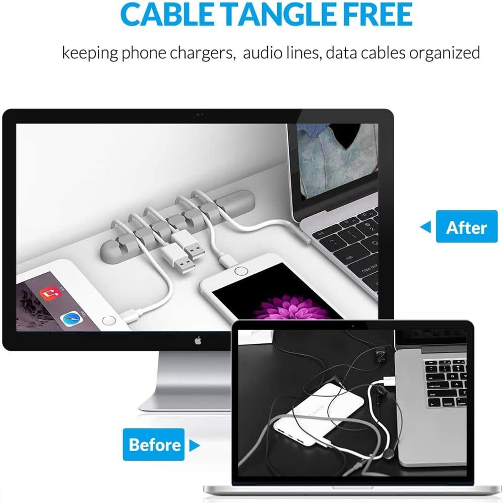 7 Slot Desktop Workspace Cable Wire Management Tray Organizer