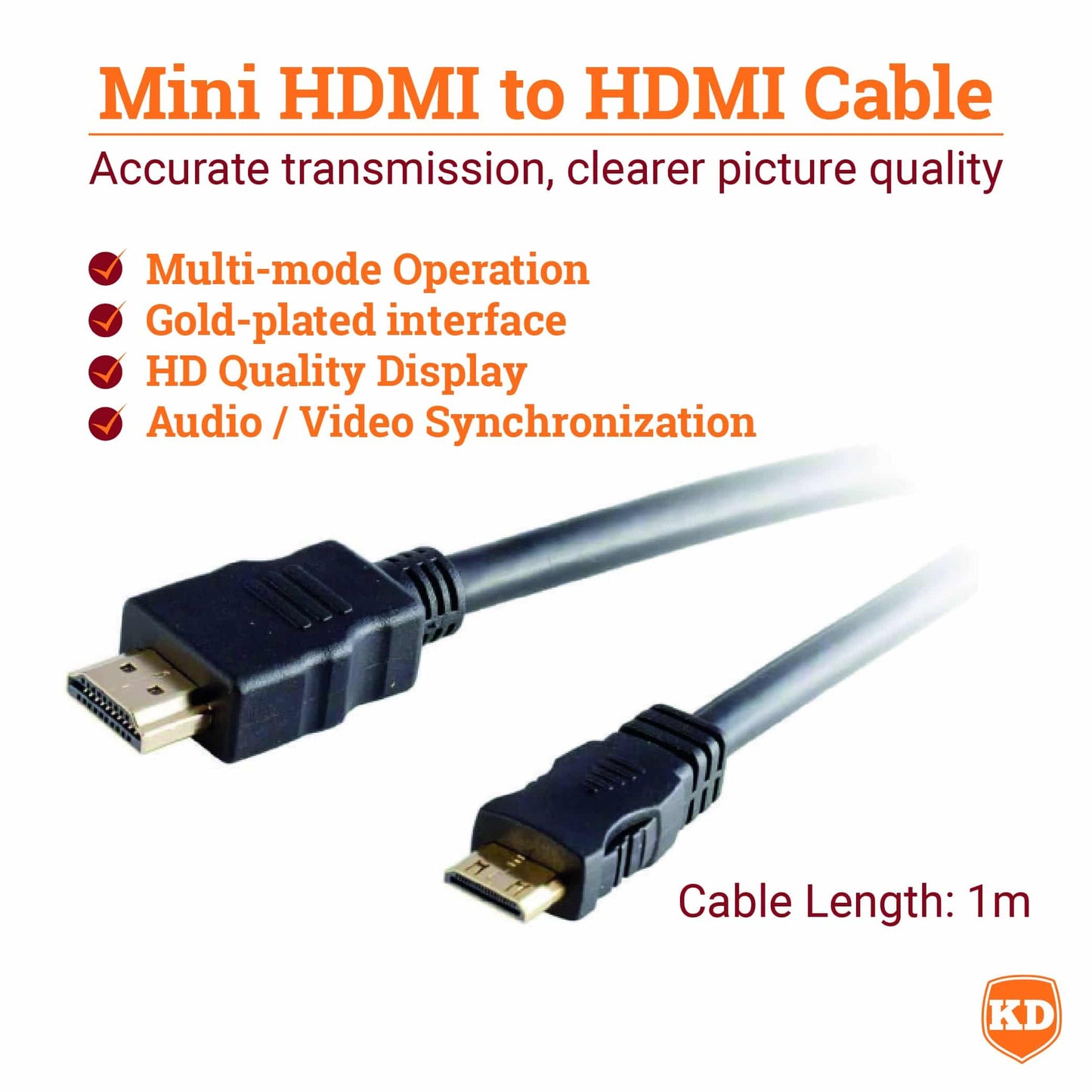 Action Mounts High-Speed HDMI to Mini HDMI Adapter Cable for GoPro Hero 2