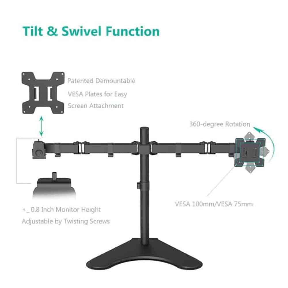 Free-Standing Adjustable Dual Monitor Screen TV LCD LED Desk Mount