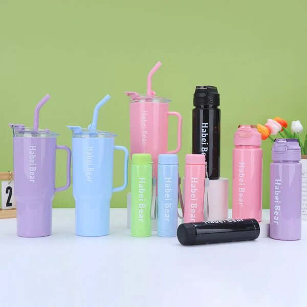 3 Piece Sports Water Bottle Set With Straw