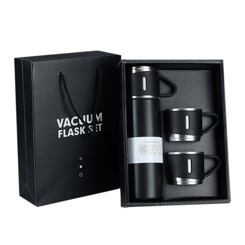 500ml Stainless Steel Vacuum Flask Gift Set with 3 Mugs