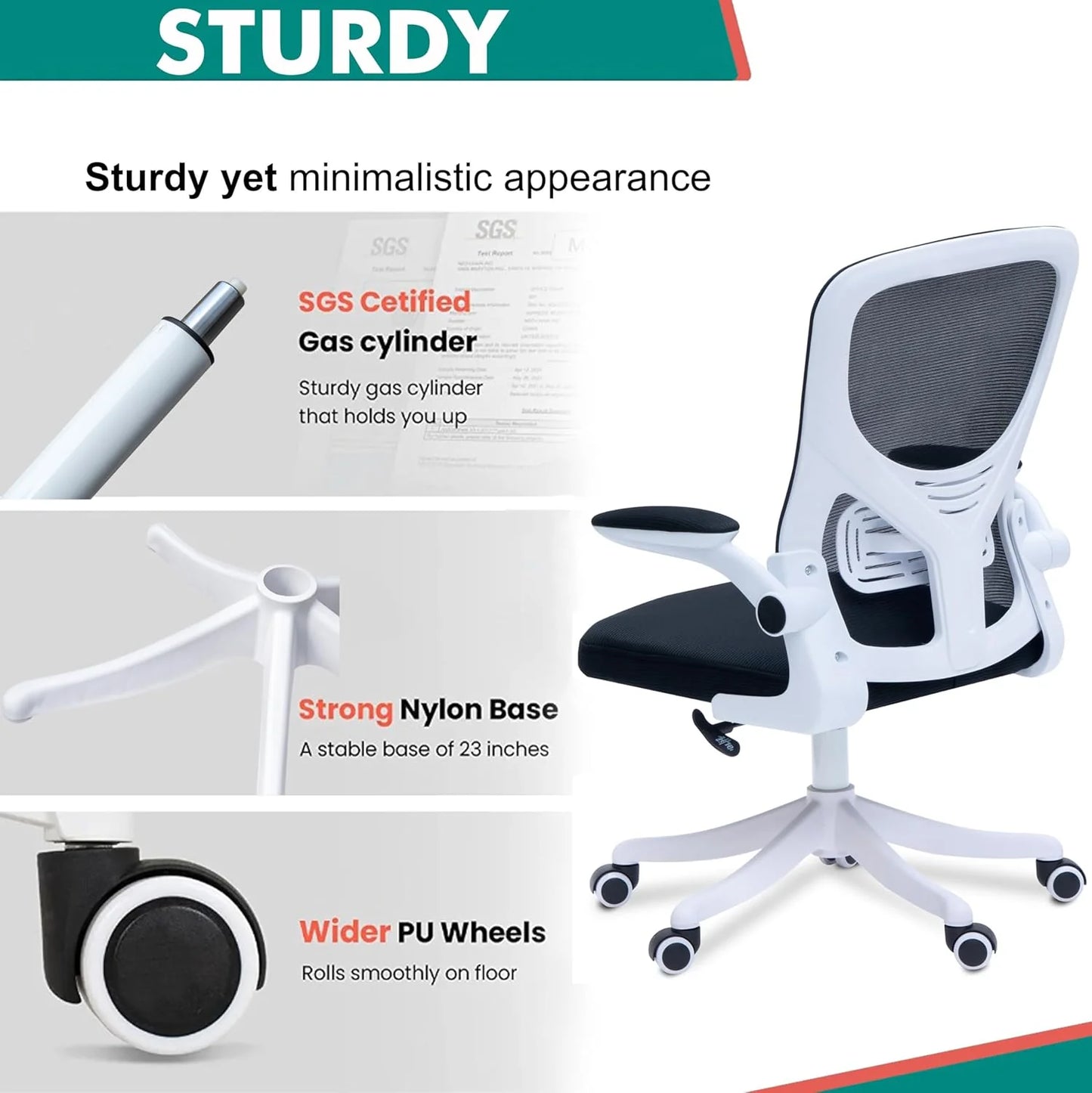 ErgoPro Office Chair - White/ Black - Finery