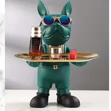 Standing Bulldog Butler With Tray-Green