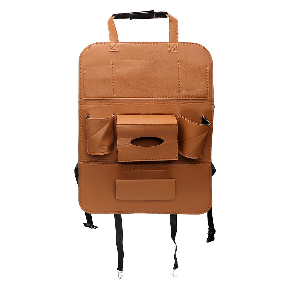 Car Seat Organiser - PU Leather - Brown